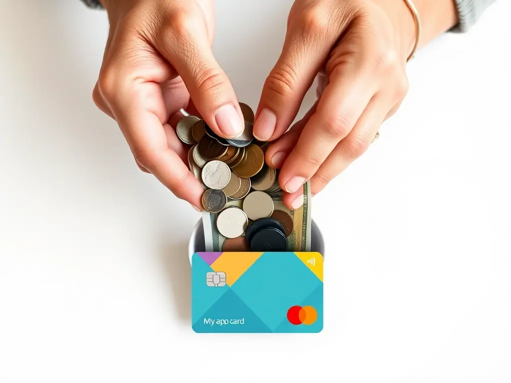 A person loading money onto a prepaid card, illustrating the ease of use and control over spending.